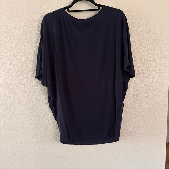 Michael Stars Navy Blue Dolman Sleeve Top OS Stretchy Soft Minimalist Classy Tee - Picture 4 of 7